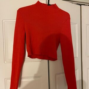 H&M Red Ribbed Crop Top